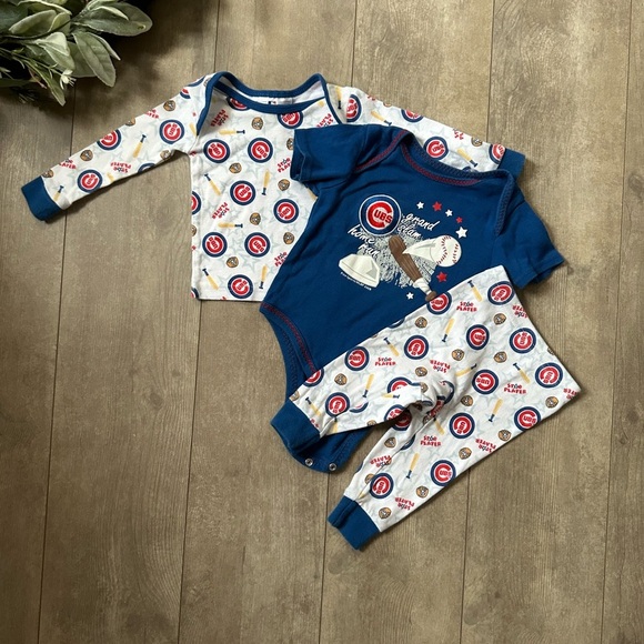 Chicago Cubs Baby Boy Clothes 3 Piece Mix Match Outfit Set- Pajamas & Bodysuit - Picture 16 of 16